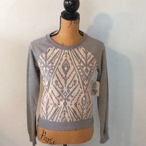 Billabong french terry top grey/cream size S NWT